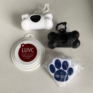 [Free If You Bundle $10+] Mixed Lot Of Dog Items: Poop Bag Dispenser, Can Cover